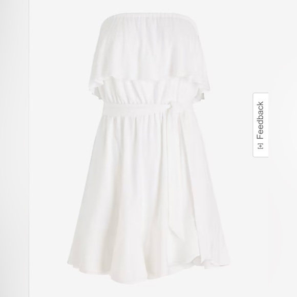 🏷️ 🛍️ NWT Express White Strapless Overlay Tie Waist Mini Dress 🏷️ 🛍️ - Picture 4 of 12